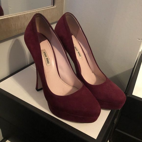 Miu Miu Suede Platform Heels Size 40 - Picture 2 of 6